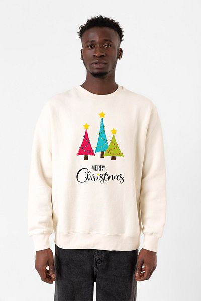 Tshirthane Ανδρικό φούτερ Merry Christmas Ecru 2ip