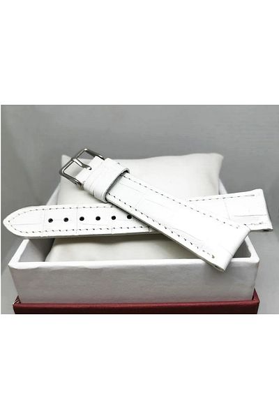 FADO 20 mm (43) White Genuine Leather Watch Band - Compatible with Any Watch