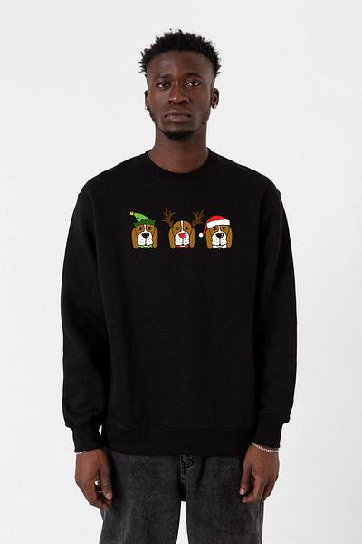 Tshirthane Мъжки суитшърт 3 Wise Beagles Christmas Black 2ip