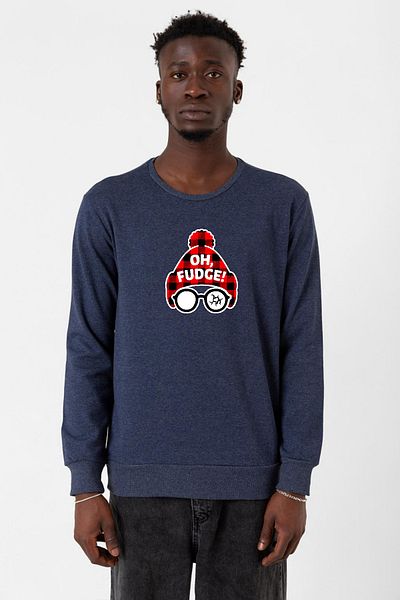Tshirthane Мъжки суитшърт Oh Fudge Christmas 2ip в индиго цвят