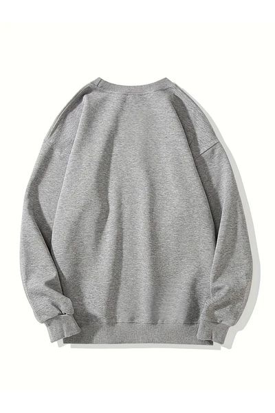 PALPİTO Hanorac oversize cu gât crew cu imprimeu Beeyanbuy gri pentru femei