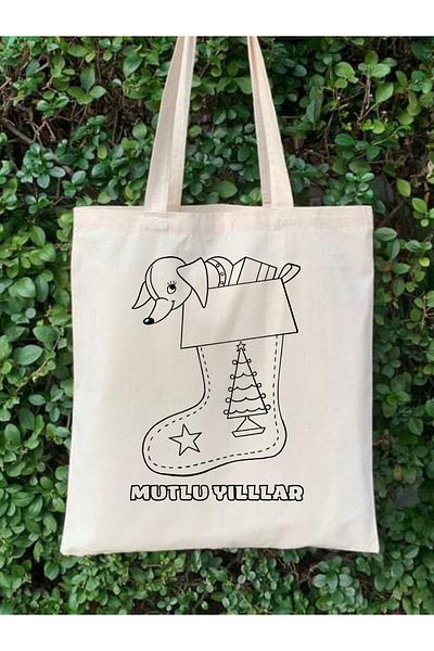 Cemira Christmas Gift Painting Bag, New Year Painting Bag, Snowman Cloth Bag, Event Bag