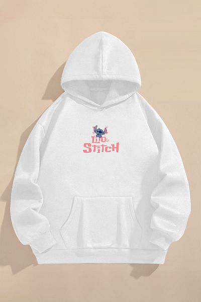 C&C OKULCUNUZ Dětská mikina s kapucí se třemi nitěmi tlustá zimní |   Lilo and Stitch Printed