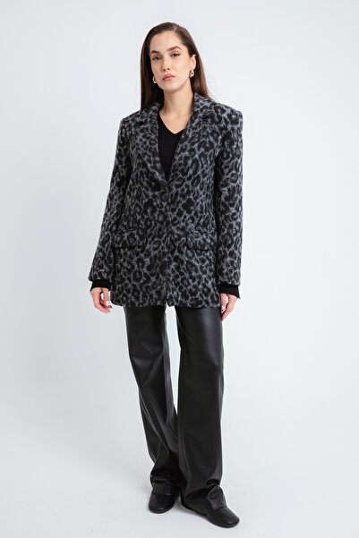 Lafaba Dámská černá bunda s leopardím vzorem