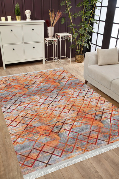 MUBO Kaymaz Tabanlı Yıkanabilir Antibakteriyel Dijital Baskı Doku Salon Halıs...