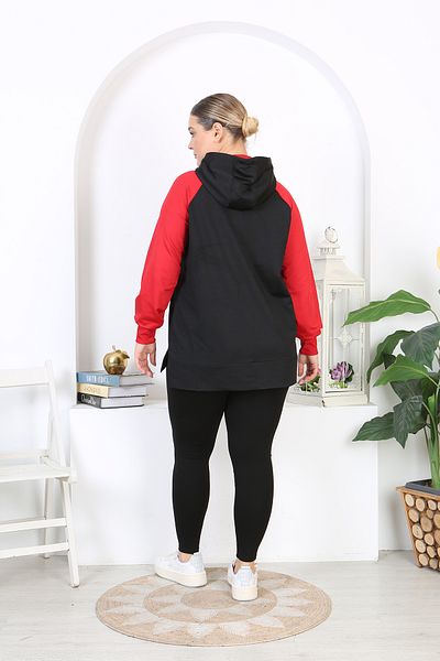 XL Modam Women Black Red Single Top Plus Size Tracksuit