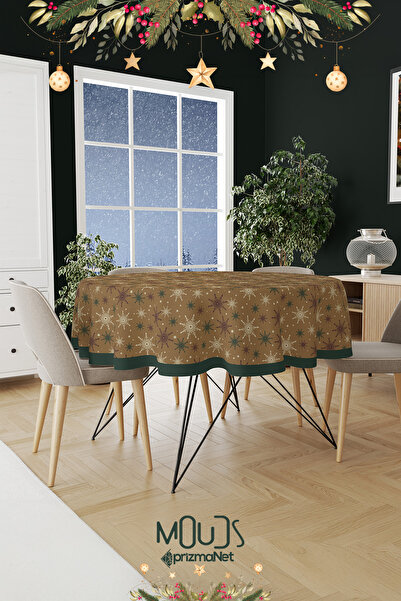 Moud's نمط العام الجديد - مفرش طاولة مستدير من نسيج الجلد السويدي، رقاقات الث...