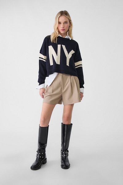 Stradivarius Crop fit triko kazak