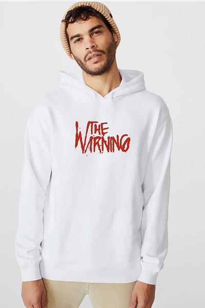 Tshirthane The Warning Logo Λευκό ανδρικό φούτερ με κουκούλα 3 ip