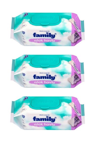 FAMİLY Family of 100 Wet Towels * 3 Pieces