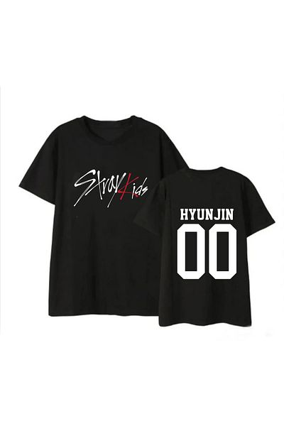 MAGORS Tricou unisex cu mânecă scurtă pentru copii Hyunjin Straykids K-pop Korean Band imprimat