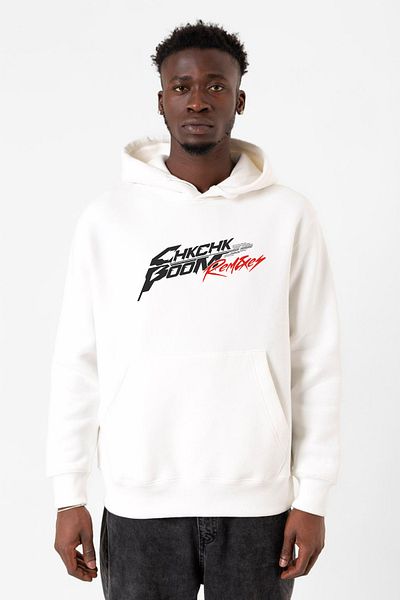 Tshirthane Φούτερ Stray Kids Chk Chk Boom White Ανδρικό φούτερ με κουκούλα 3 κορδονιών