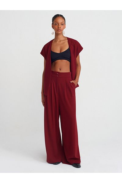 Dilvin 71585 Short Leg Trousers-Claret Red
