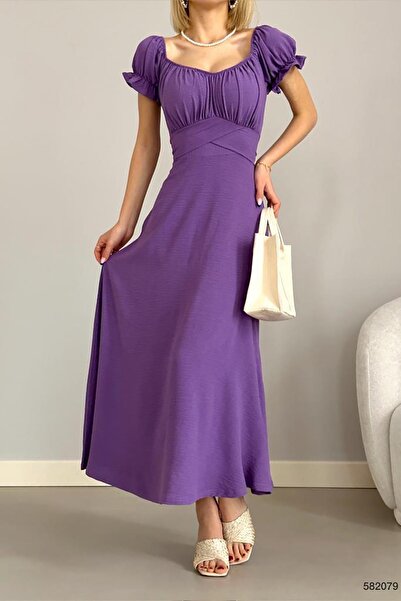 Deafox Μωβ φόρεμα Ayrobin με γιακά Madonna