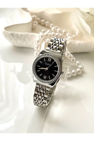 Forsining -Ceshdun-(Silver Color) Black Inner Dial Jubilee Cord Women's Wristwatch