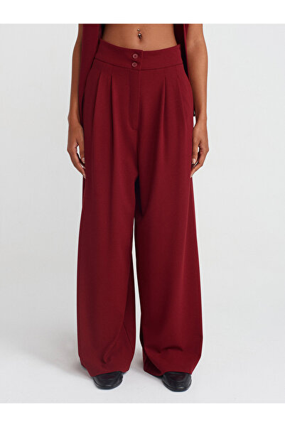 Dilvin 71585 Short Leg Trousers-Claret Red