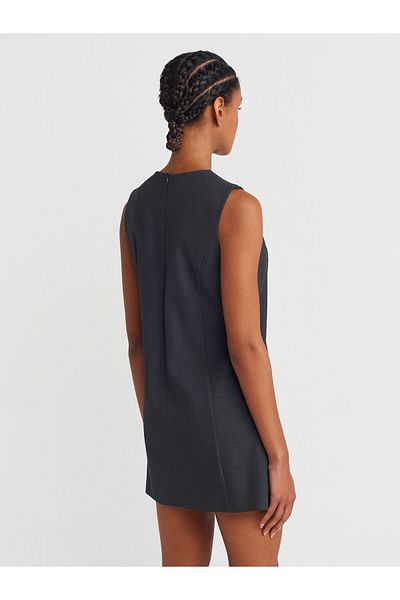 Dilvin 90903 Model Anthracite Color Sleeveless Dress
