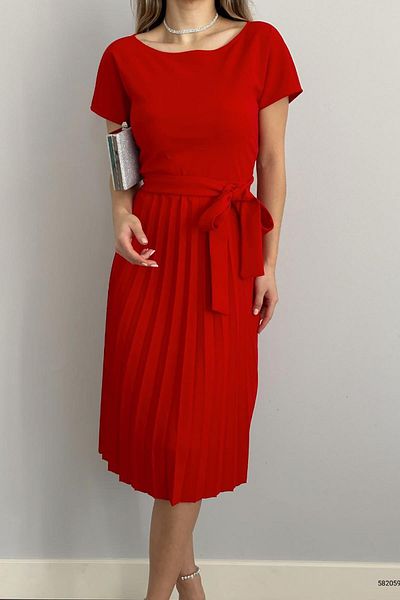 Deafox Rochie plisată din țesătură creponată roșie