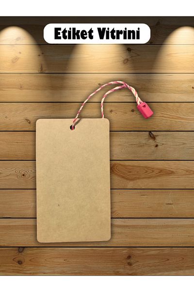 Etiket Vitrini ملصق كرافت 10 قطع 4.5x7.5 سم - مع حبل قفل هدية، تصميم فارغ