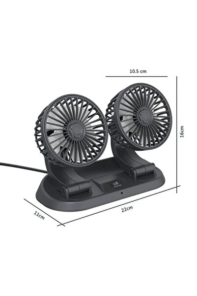 SNSTİCARET Araç Içi Torpido Üstü Çift Fanlı Oto Vantilatör 360° Dönebilir Usb...