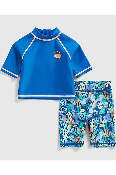 skycott Costum de baie pentru băieți Top cu mâneci cu imprimeu crab și pantaloni scurți pentru animale de mare