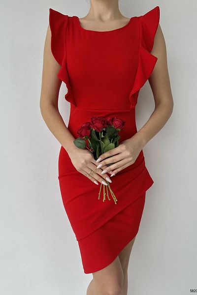 Deafox Rochie roșie cu volane fără mâneci la spate