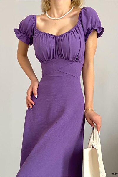 Deafox Μωβ φόρεμα Ayrobin με γιακά Madonna