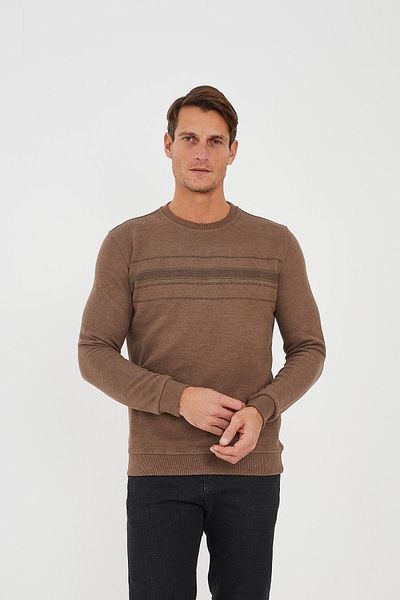 Maccali Men's Thick Winter Solid Long Sleeve Basic Mink Sweatshirt