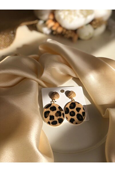 Tulipscollection margazit kaplamalı leopar küpe