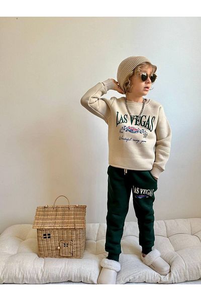YİGİT BUTİK Printed Boy's Top and Bottom Set