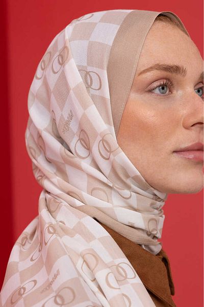 Imannoor Κρεμ σάλι βισκόζης με λογότυπο Dama