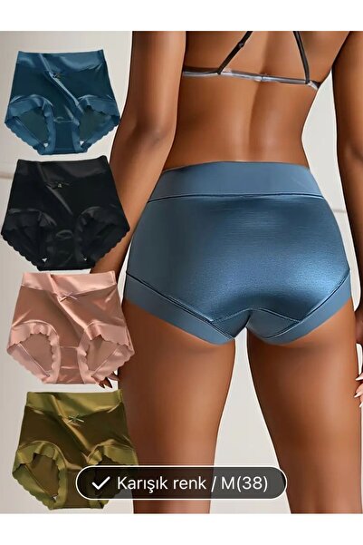 SUNA 4 ADET  YÜKSEK BEL SATEN NEFES ALAN KÜLOT