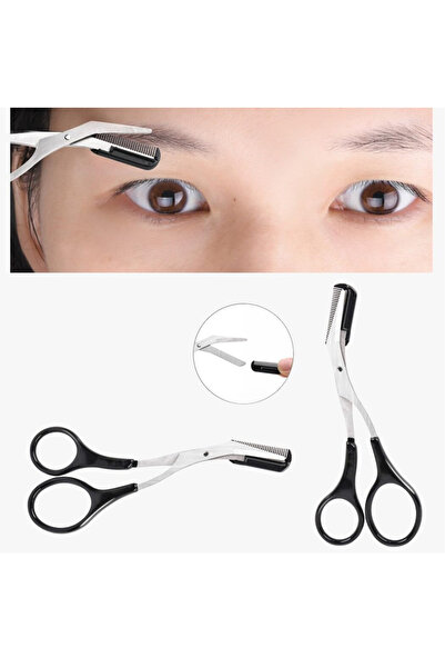 Mi-ÇA HOME Kolay Şekillendirici Özel Taraklı Kaş Bıyık Makası Ve Kaş Ustura Seti