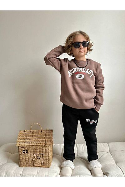 YİGİT BUTİK Комплект с принтиран долен горнище за момче