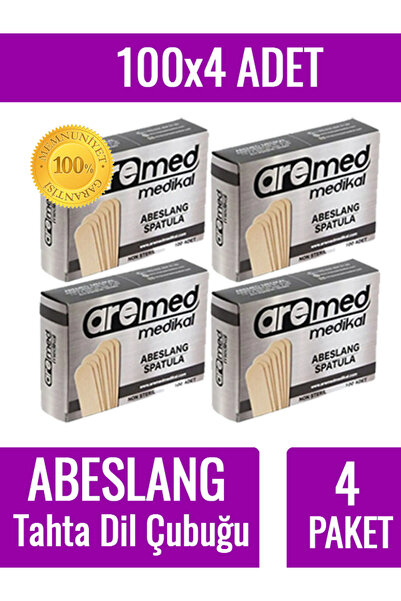 Fotografyabaskı Aremed 100'lü 4 Paket Abeslang Tahta Dil Çubuğu Basacağı - Ağ...