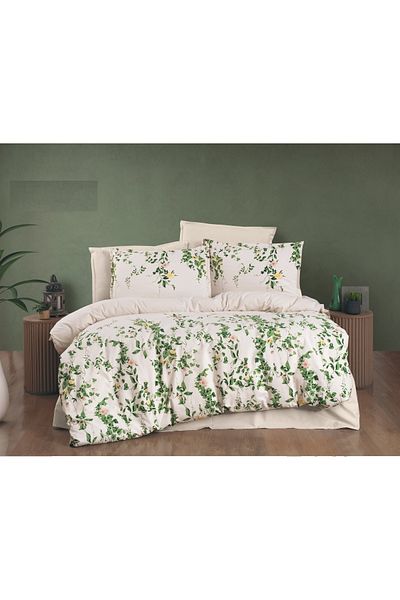 EvixHome Σετ παπλωματοθήκης διπλής Helix Beige 100% βαμβακερό Ranforce