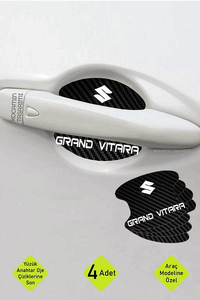 Kocamın Tasarımı Carbon Pattern Door Foil Set for Suzuki Grand Vitara - 4 Pieces Lettering
