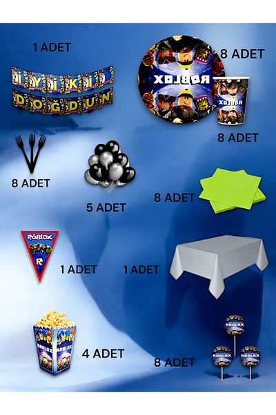VibeHome 8-Person Roblox Themed Ultra-Luxury Set - Birthday Party and Fun Events
