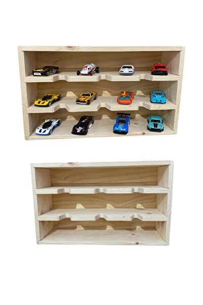 alpmodel Hot Wheels Mini Gt Araç Sergileme Hobi Koleksiyon Arabasız Ahşap Araç Standı 12'li