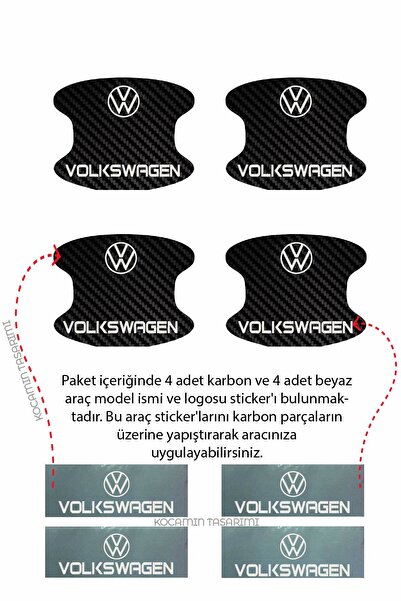 Kocamın Tasarımı For Volkswagen Universal Model - Carbon Pattern, Suitable Interior Door Scratch Protection and Aesthetic Foil Set Uni