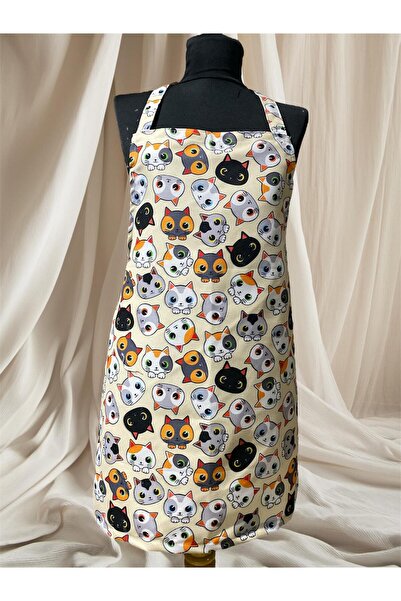 favori bonem FAVORİ BONEM Şirin Kedi Desenli Mutfak Önlüğü Şef Önlüğü Aşçı Kı...