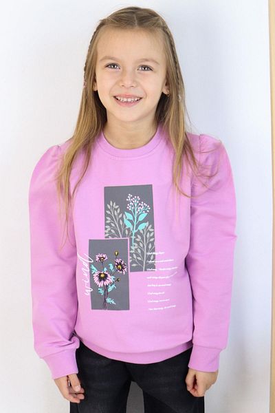Breeze Girl's Sweatshirt Flower & Text Printed 6-12 Years, Purple