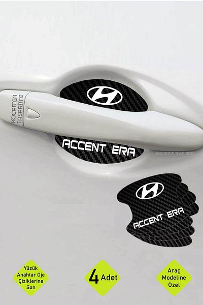 Kocamın Tasarımı Hyundai Accent Era - طقم رقائق حماية من الخدوش بنمط الكربون للمناطق الداخلية للباب