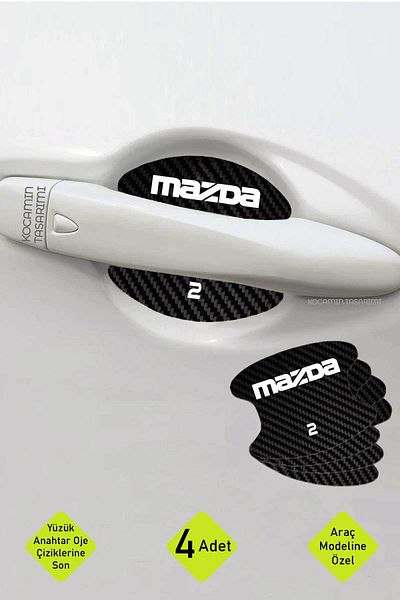Kocamın Tasarımı Mazda 2 بنمط كربوني - مقابض داخلية للخدوش ومجموعة رقائق حماية خاصة مكتوب عليها 2