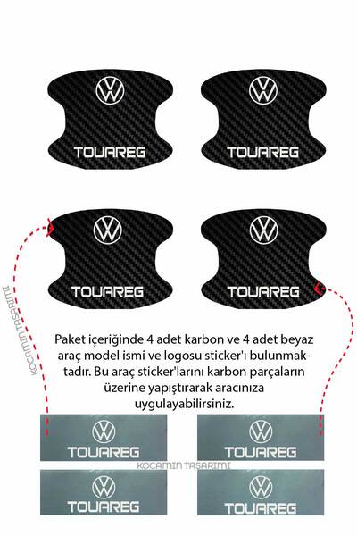 Kocamın Tasarımı 4 Pieces Carbon Pattern Door and Scratch Protection Foil Set for Volkswagen Touareg