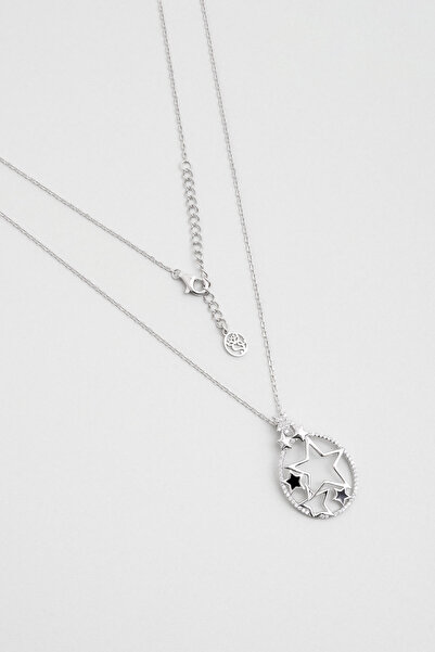 So CHIC... Aşk Yıldızı 18 Ayar Beyaz Altın Kaplama 50 Cm Gümüş Kolye
