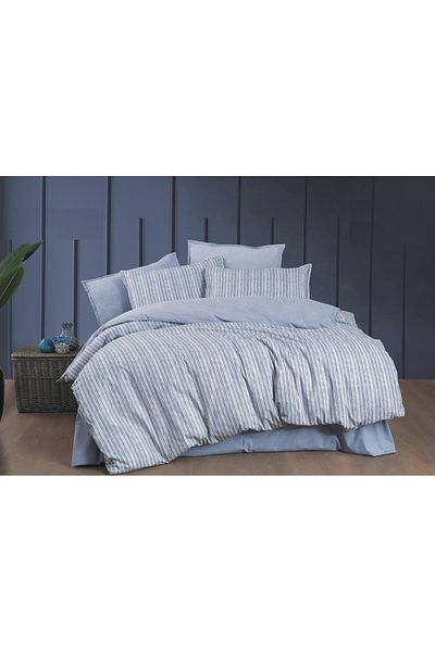 EvixHome Set cuvertură de pilota dublă Ranforce 100% bumbac Biana Blue