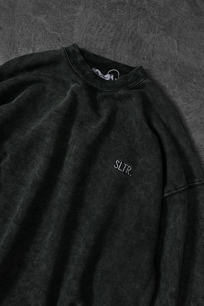 Slatra Ανδρικό φούτερ Khaki Basic Washed Crew Neck Oversize