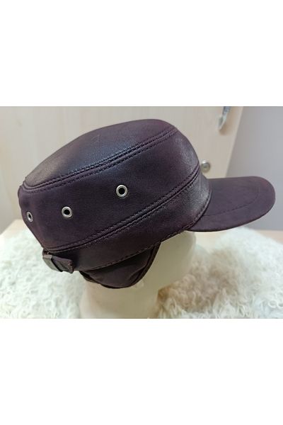 hoaryage Castro Hat with Genuine Calf Leather Headphones, Lining, Back Adjustable Elastic