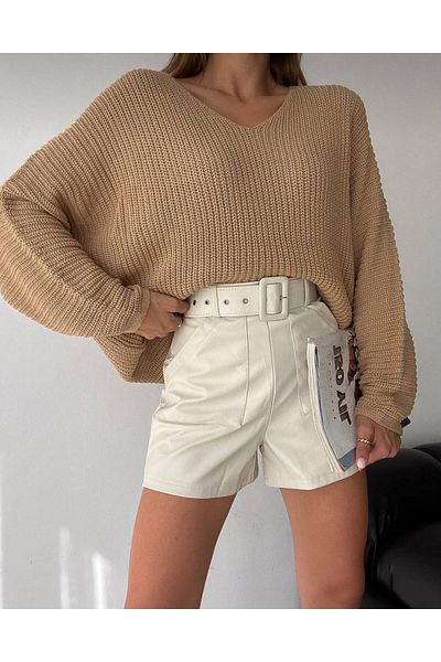 BYKUZEYARAS Πλεκτό πουλόβερ Mink V Neck Casual Σελάντικο